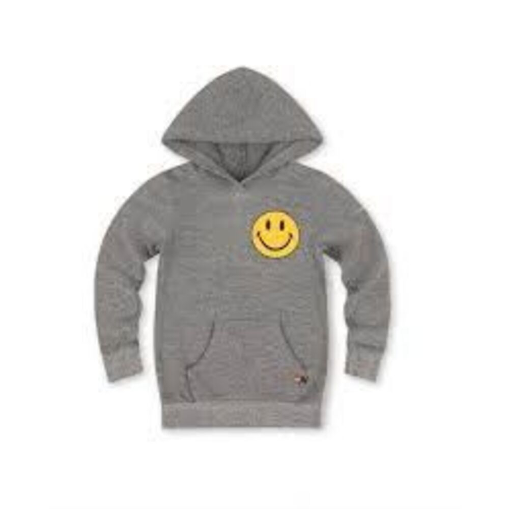 Aviator Nation Kids Smiley Face Hoodie Heather Gray Pullover Sweatshirt Size 14